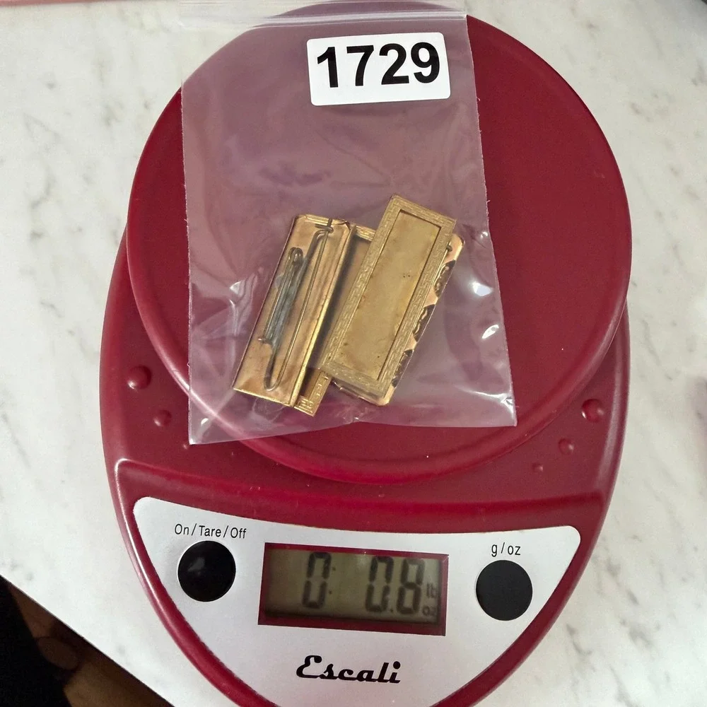 Whitehead‎ Hoag Antique Brass Name Plate Pin + 3 Unbranded Pins Lot of 4